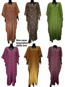 Nuevas señoras tradicional Floral impreso Kaftan estilo seda hasta el suelo Sari encaje cremallera botón decoraciones ropa de noche-mínimo - Product Image 4