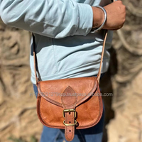 Tas tangan kulit kambing wanita, bergaya Vintage Dompet 100% tas selempang kulit murni 5*7 tas selempang buatan tangan