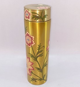 Indian Handcrafted Floral Printed Pure Copper <b>Water</b> <b>Bottle</b> Leakproof <b>Metal</b> Drinkware <b>Bottle</b> for Wellness & Home Gift - Product Image 2
