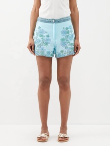 Robe sans manches en mousseline de soie écologique à imprimé floral bleu, manches bouffantes à volants, col carré, coupe ample, mini, style vintage, pour les vacances, pour femmes - Product Image 5