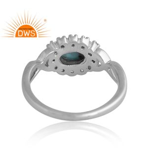 แหวนพลอยบุษราคัมสีเงินพัลเลเดียมสีเทอร์ควอยซ์และสีขาวดีไซน์แบบใหม่ - Product Image 2