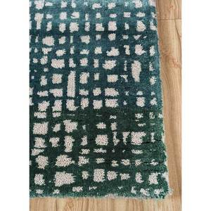 Alfombra Kavi Verde de Lana y Seda de Bambú Anudada a Mano, Diseño Teoría del Caos, Patrón Abstracto Rectangular para Sala de Estar, 10 mm de Grosor - Product Image 4