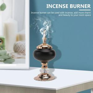 Quemador de Incienso Negro de Diseño Premium con Tapa Dorada y Detalles de Cristal para Decoración de Habitaciones de Huéspedes, Uso en Hoteles y Regalos, de la India - Product Image 4