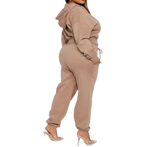 Ensembles de survêtement femmes 2 pièces ensemble Logo personnalisé poids lourd polaire surdimensionné sweats à capuche zippés pantalons de survêtement fermeture éclair survêtement 2026 - Product Image 2