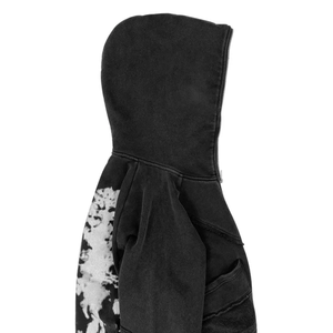 Sweat à capuche personnalisé délavé à l'acide pour homme, en molleton français, logo intégral, fermeture éclair intégrale - Product Image 4