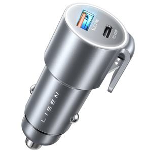 LISEN PD45W cargador rápido de coche tipo C adaptador de encendedor de cigarrillos <span class=keywords><strong>3</strong></span> en 1 interruptor de ventana de Metal cortador de cinturón de seguridad para iPhone 17 Pro Max - Product Image 1