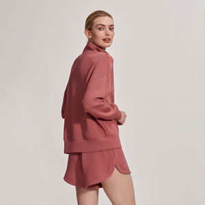 เสื้อสเวตเตอร์มีซิปครึ่งแขนผ้าคอตตอนแบบกำหนดเองเสื้อสเวตเชิ้ตผ้าฟลีซถักแนวสตรีทเสื้อสเวตเชิ้ตแบบรูดซิปครึ่งตัว - Product Image 2