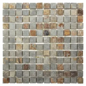 Cuadrados modernos grises Multi Stonetile Ria para cocina, baño, dormitorio, sala de estar y patio, función de ladrillo refractario Interior - Product Image 1