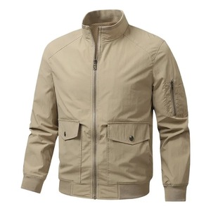 Chaqueta Bomber Casual para Hombre, con Cierre, Lavada, Cuello Alto, Multibolsillos, Impermeable, Transpirable, Reversible, Cortavientos, Talla Grande - Product Image 5