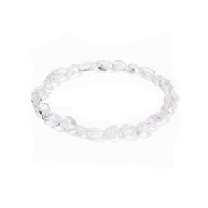 Tumble Shape Clear Quartz Gemstone Beads Christian Trendy Wedding <b>Bracelet</b>-<b>Adjustable</b> Length Unisex Daily Wear - Product Image 1