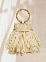 Sac seau en raphia de différentes couleurs avec pompons, vente en gros, nouveauté 2024, tendance