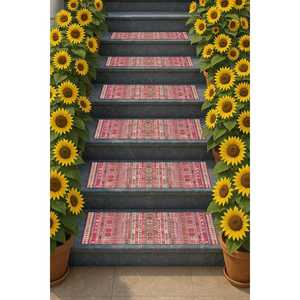 Alfombra Vintage Kilim con Estampado de Peldaños, Alfombra Decorativa Acogedora, Alfombra de Peldaños - Product Image 2