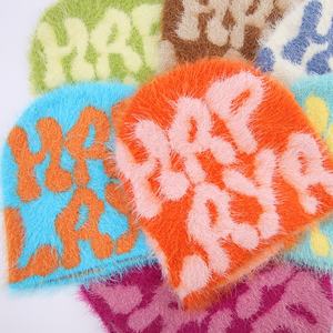 หมวกบีนนี่ขนสัตว์อะคริลิคผ้าขนแกะติดข้อมือเสื้อแบบไม่มีแขนสำหรับฤดูหนาว - Product Image 4