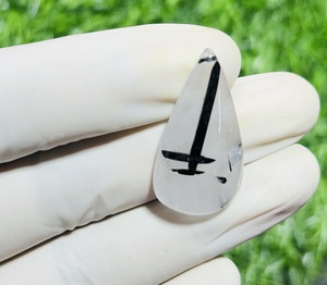 Trimurti Gems AAA+ Quality Natural Black Rutile <b>Quartz</b> Loose Cabochon Custom Sized 4-15g Third Party Certified Healing Gemstone - Product Image 5