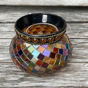 Partylite <b>mosaic</b> <b>glass</b> candle holder, Global Fusion <b>Mosaic</b> <b>Glass</b> <b>Tile</b> Tealight Votive Candle Holder. Brand new. In original box. - Product Image 6