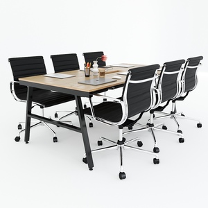 Mesa de Conferencia Moderna Minimalista de 200x100cm, de Madera Contrachapada con Revestimiento de Melamina y Patas de Hierro - Product Image 3