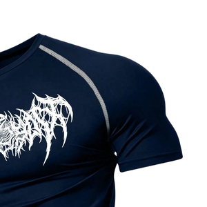 Mens Black Compression Shirt <b>Short</b> <b>Sleeve</b> Slim Fit Sports Training Gym Workout Fitness Running Athletic <b>Base</b> <b>Layer</b> 200g Printed - Product Image 4