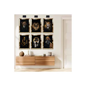 Juego de pintura MDF sin decoloración con borde de plexiglás de 6 piezas para mujer africana y León - Product Image 3