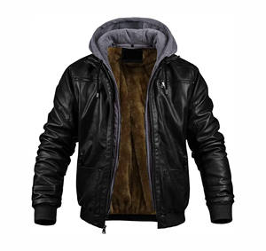 Chaqueta Bomber de PU Delgada y Cálida para Invierno con Forro de Tela de Lona, Corte Regular, Logotipo Frontal, Recubierta, de Secado Rápido para Hombre - Product Image 2