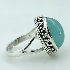 Navya <b>Craft</b> Handmade 925 Sterling Silver March Birthstone <b>Ring</b> Boho Style Chalcedony Silver Jewelry Custom US Size <b>Ring</b> - Product Image 6