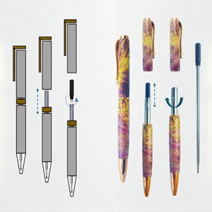 Bolígrafo de Madera Estabilizada de Primera Calidad Hecho a Mano con Ancho de Escritura de 0.7 mm, Regalo Empresarial, Recuerdo de Boda, Colección Citrino - Product Image 3