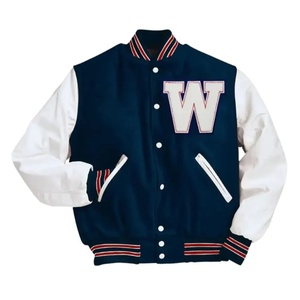 Logotipo de alta calidad Lana Chenille Bordado Béisbol Letterman Chaquetas de béisbol Hombres Vintage Manga de cuero en blanco Chaqueta universitaria - Product Image 6