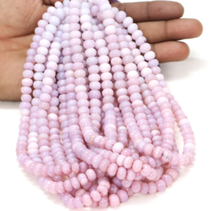 Hermosas Cuentas de Ópalo Rosa en Forma de Rondel Liso, 15 Pulgadas, Cuentas de Piedras Preciosas de Ópalo Rosa en Forma de Rondel Liso, Cuentas de Calidad, Joyería - Product Image 5