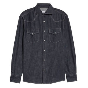 Chemise en jean pour homme avec rabats de poitrine et manches longues Chemise en jean en coton doux pour homme Chemise en jean délavé faite à la main - Product Image 5