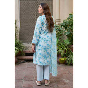 Traje de 3 Piezas BM-62020 ODM con Estampado Floral Digital y Bordado, con Dupatta de Chifón Translúcido para Uso Diario - Product Image 2