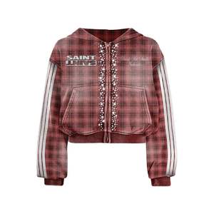 Sudadera con Capucha Extra Grande de Felpa de Algodón de 450 Gsm con Logotipo Personalizado para Hombre, Sudadera con Capucha con Cremallera, Sudadera con Capucha con Estampado de Diamantes de Imitación - Product Image 5