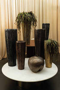 Grand vase à fleurs en aluminium au design moderne Fourniture directe en usine sur pied en laiton brossé pour la décoration de fête de mariage - Product Image 2