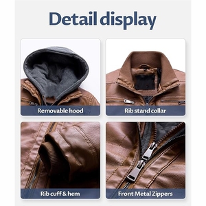 Best Quality 2025 100% Genuine Leather Slim Fashion <b>Biker</b> <b>Jacket</b> for Men Stand Collar Front Logo Custom Made Size for Winter - Product Image 3