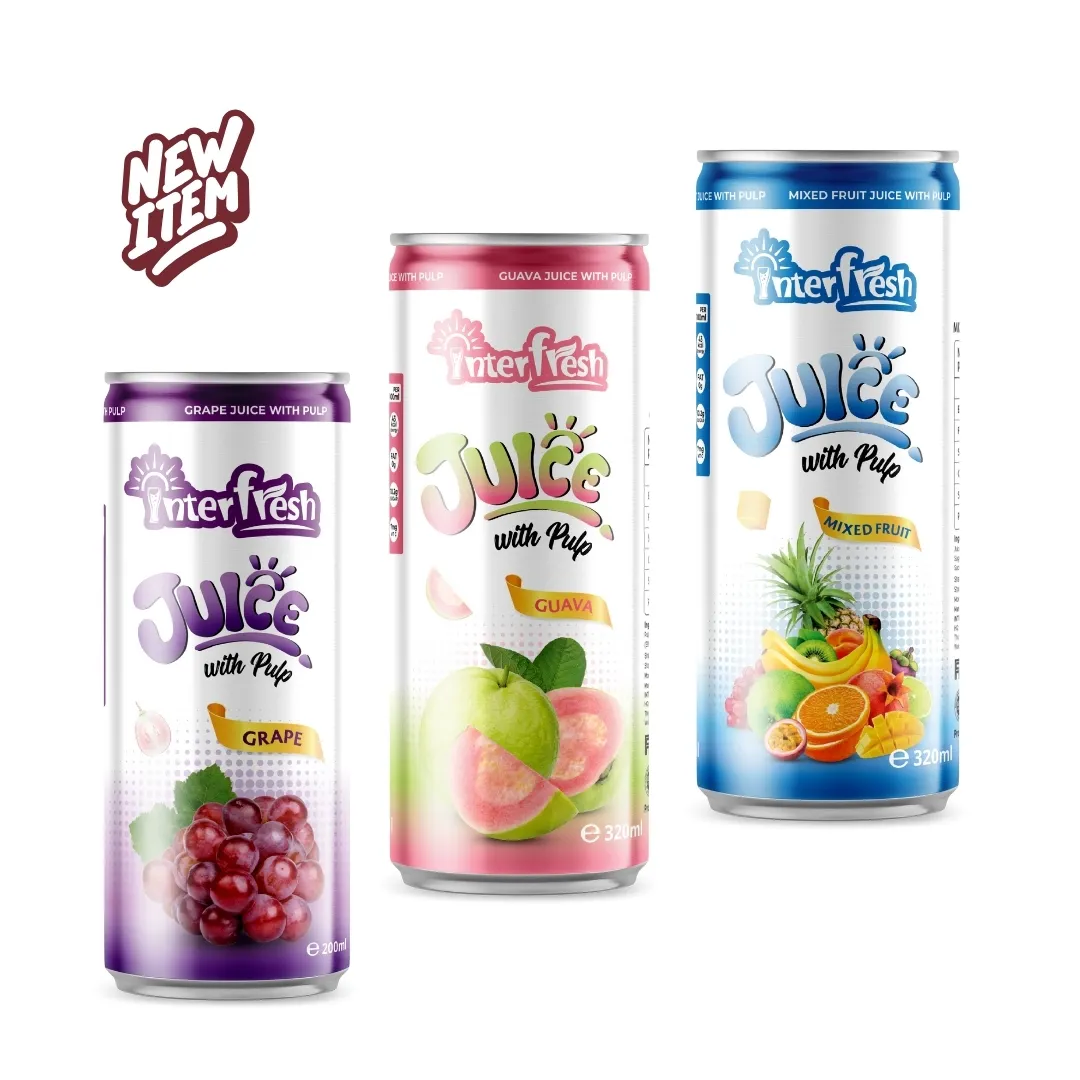 Suco de frutas e vegetais misturados de alta qualidade, 200ml, opção saudável, marca própria em suco de goiaba, fábrica OEM do Vietnã