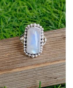 Bague pierre de lune en argent Sterling 925 fait à la main Style Boho bijoux élégant cadeau d'anniversaire pour les femmes artistique bohème argent - Product Image 2