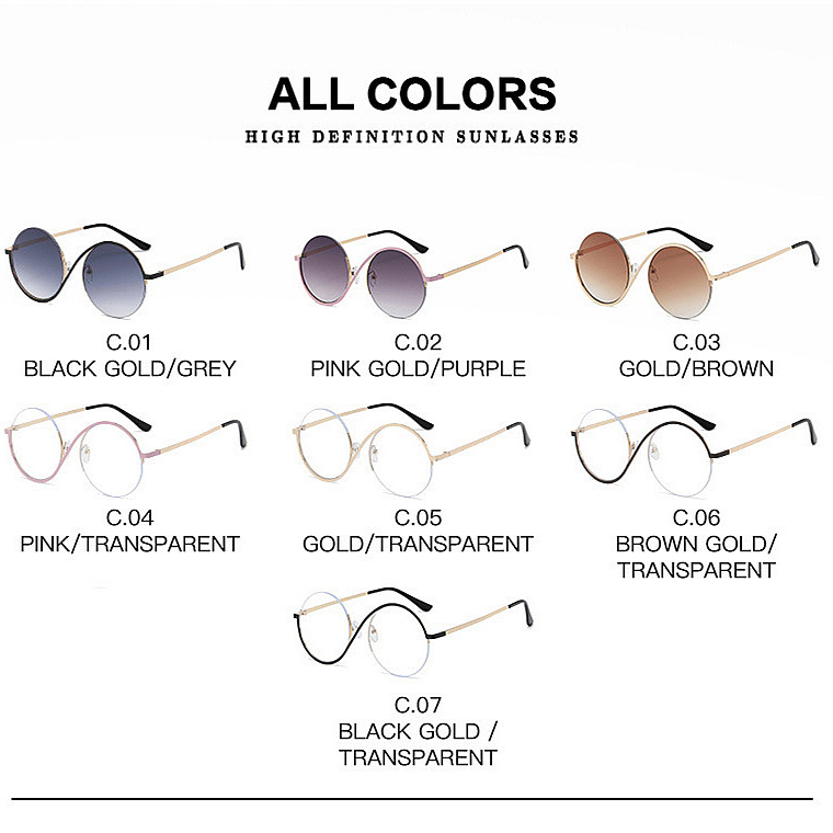 Lunettes de soleil rondes à demi-monture