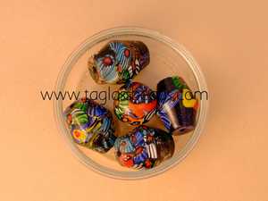 Indian Millefiori Forma ovalada La mejor calidad Hebras de cuentas de vidrio de Murano Tamaños surtidos Colores versátiles en embalaje de caja - Product Image 2