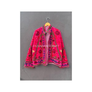 ชุดปาร์ตี้ของผู้หญิงเสื้อแจ็กเก็ตผ้ากำมะหยี่โบฮีเมียนทำด้วยมือปักลายดอกไม้ผ้าถักความยาวปกติใช้ได้ทั้งชายและหญิง - Product Image 2