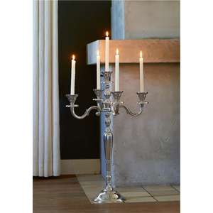 Bougeoir de pilier poli brillant support de chandelier en métal coulé Portable décoration de fêtes d'événement support de bougie de 5 bras - Product Image 2