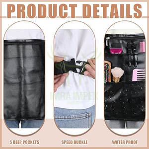 Riñonera de estilista OEM, delantal impermeable de cuero PU con 5 bolsillos, cinturón de salón Hipster ajustable para peines y herramientas de tijeras - Product Image 3