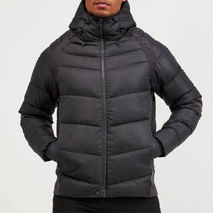 Manteau d'hiver matelassé en toile pour homme, doublure épaisse en laine, col montant, logo frontal, respirant et coupe-vent – Vente chaude usine - Product Image 6