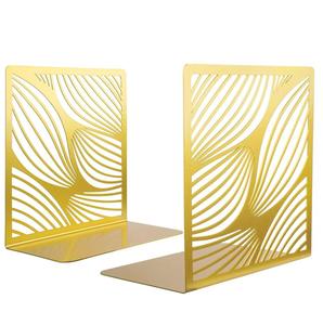 Sujetalibros de madera de nogal personalizados al por mayor extremos de libro metálicos elegantes de diseño moderno para estanterías decorativas - Product Image 1