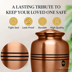 Urnas de metal de cremación rústicas doradas, urnas conmemorativas de aluminio, recuerdo, tamaños para adultos, urnas de recuerdos infinitos grabables y a prueba de fugas - Product Image 3