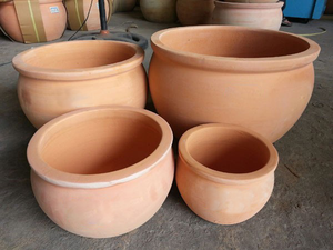 Macetas de exterior de cerámica esmaltada redonda azul para hogar y jardín para flores y jardineras - Product Image 2