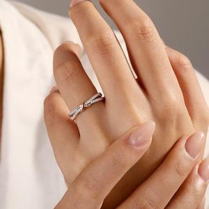 Jeulia Rhodium and Gold Plated Two Tone Twist Crossover Cluster <b>Ring</b> - Product Image 5