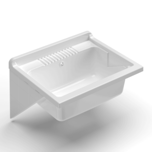 Mongardi White L45xW50xH24cm Wall-Mounted Bathroom <b>Sink</b> with PP Resin <b>Brackets</b> Drain Fixing Kit Includes Washboard Made in Italy - Product Image 1