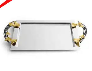 Bandeja de servicio de metal de tendencia superior con asa de diseñador para fiesta de hotel de restaurante en casa - Product Image 1