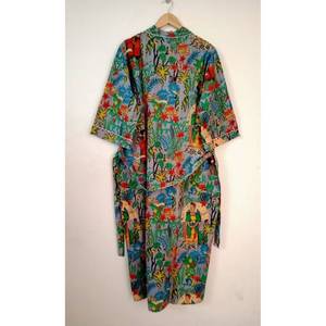 Bata Kimono Ligera de Algodón Casual para Mujer, Talla Única, Estampado Floral, para Descansar en Casa - Suministro ODM - Product Image 4