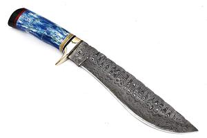 Couteaux de chasse en acier D2 faits à la main personnalisés avec manche en os Couteau Bowie poli avec gaine en cuir. - Product Image 4