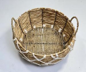 Cesta tejida hecha a mano de Vietnam, manijas ecológicas, jacinto de agua, organizador Vintage, cesta de almacenamiento multifunción de fibra Natural - Product Image 3