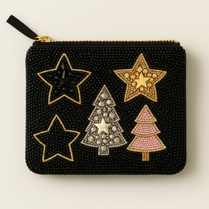 Bolsa Navideña Premium con Motivos Forestales Coloridos Hechos a Mano, Elegante Motivo Invernal, Monedero con Cuentas y Cremallera Dorada de Alta Gama - Product Image 2